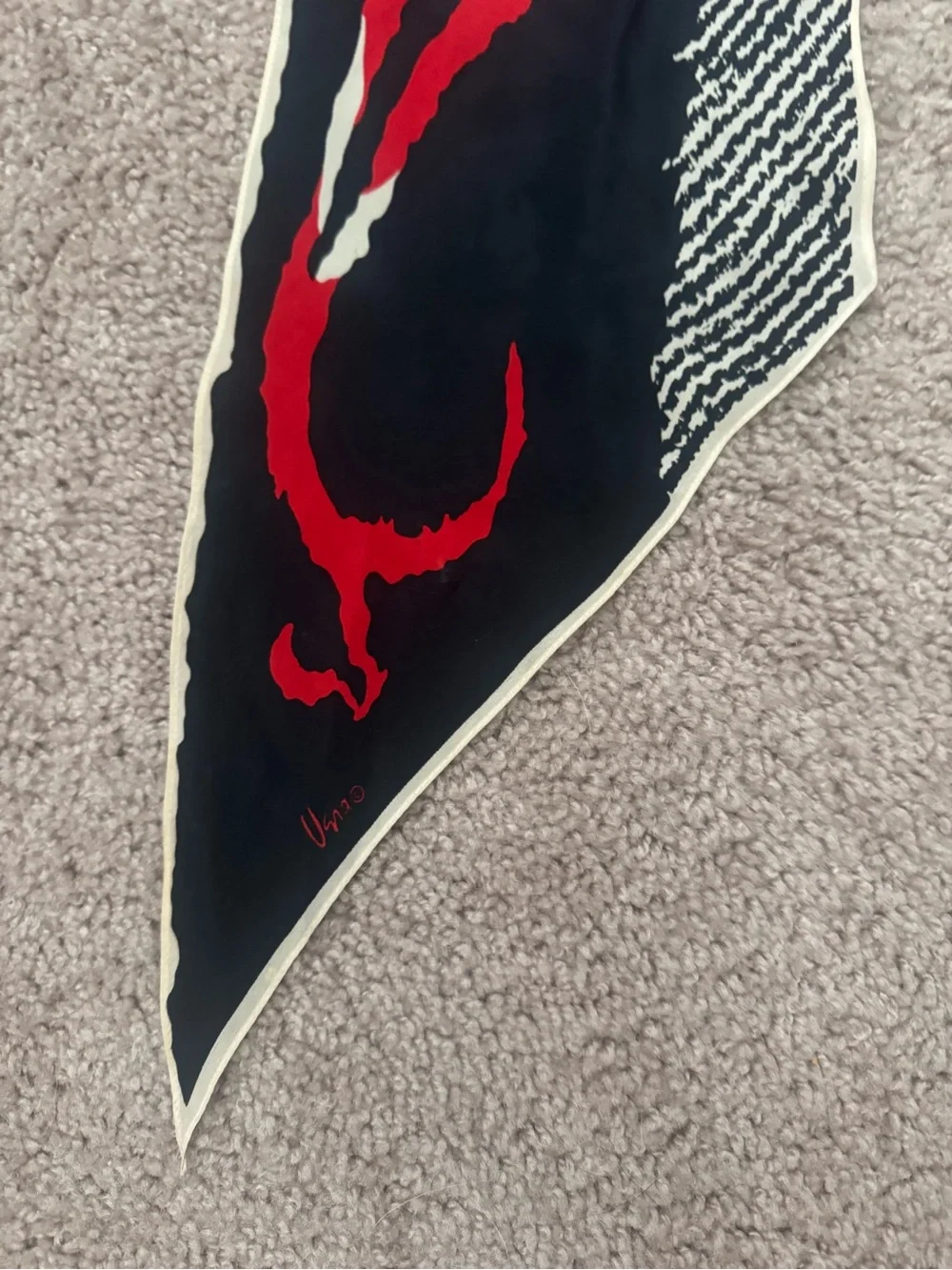 Vera Neumann Black & Red Silk Skinny Scarf